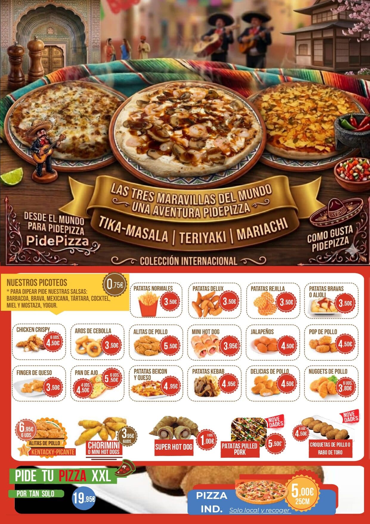 Carta Pidepizza — Pizzas y especialidades parte 2